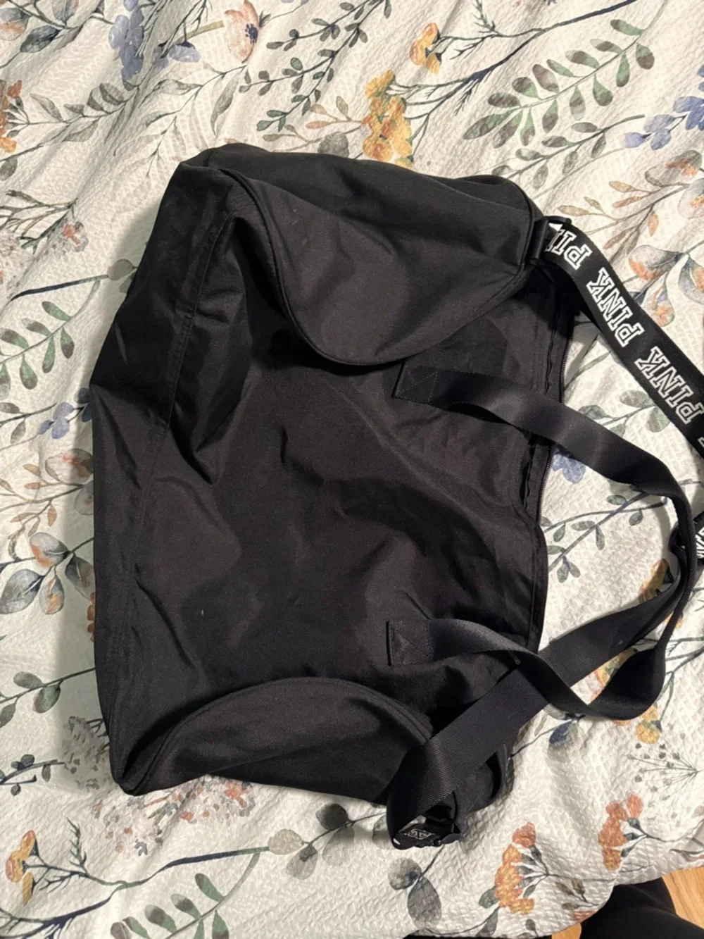 PINK Victoria's Secret Black Logo Duffle Bag